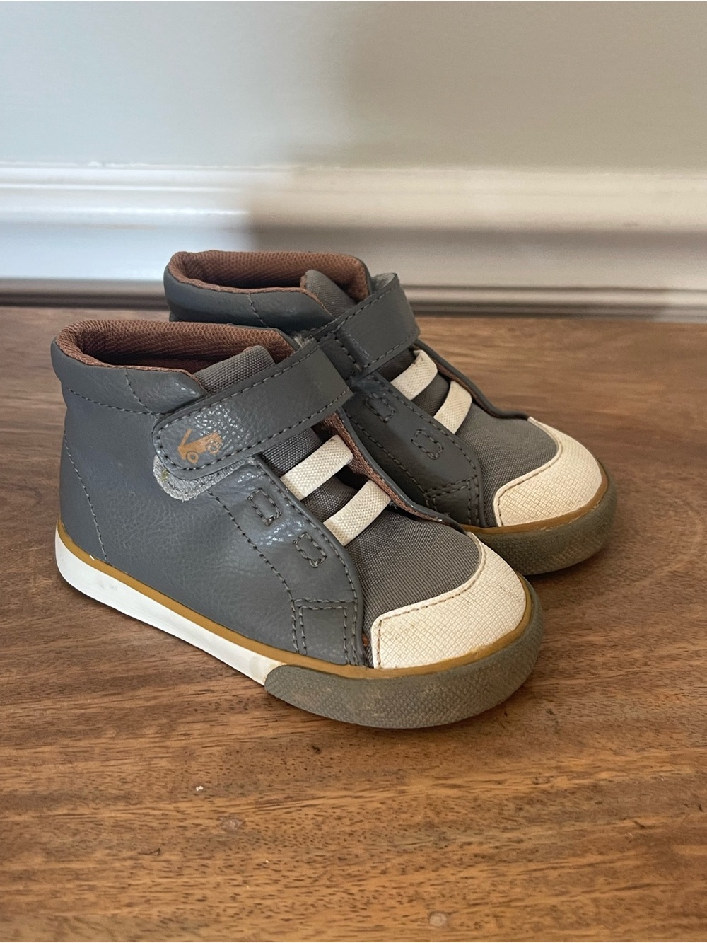 See Kai Run Gray and White High-Top Sneakers for Kids